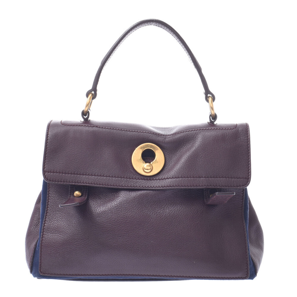 SAINT LAURENT Muse Two Bag Bordeaux Navy Blue Calfskin Handbag